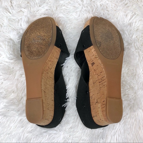 SOLD | Lucky Brand | Black Platform Cork Wedges - Picture 7 of 8